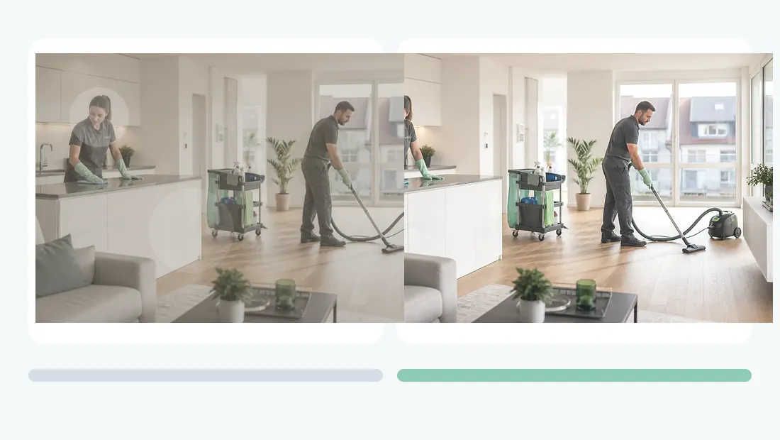 Vorher-Nachher Servicebild für Reinigungsservice
